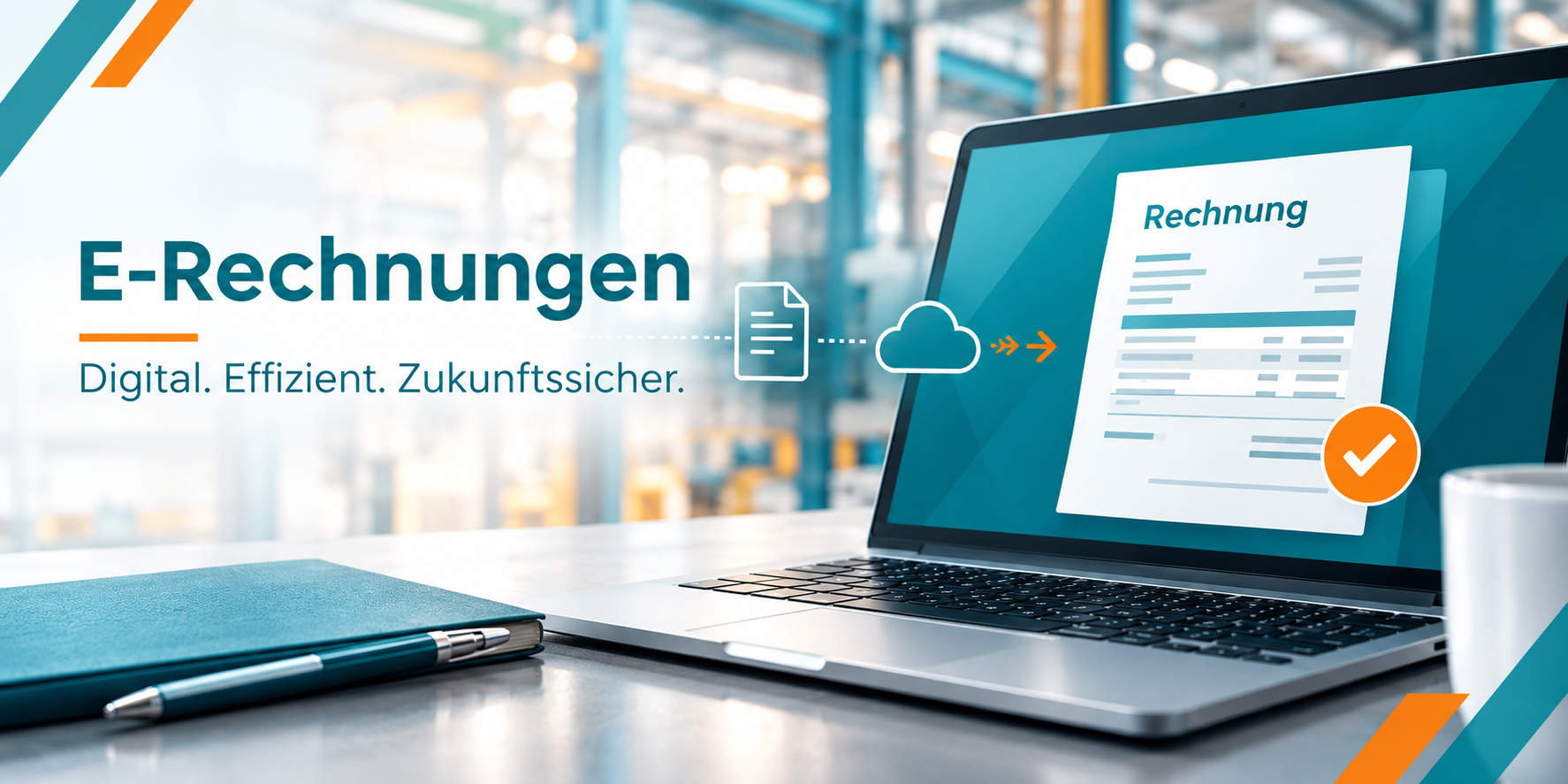 E-Rechnungen, Digitalisierung, Laptop, Rechnung, Cloud